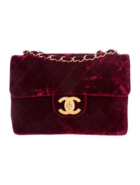 chanel burgundy velvet bag